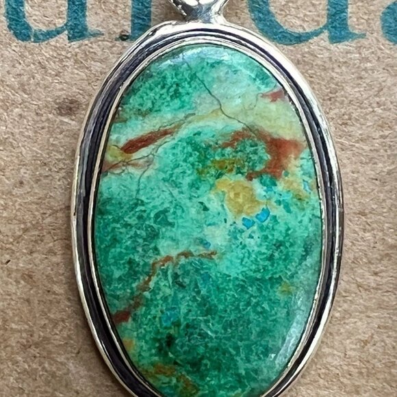 Sundance $188 NEW 1.5” Green Turquoise Sterling Silver Handmade Oval Earrings - Picture 5 of 11